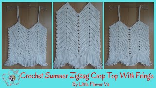 CROCHET SUMMER ZIGZAG CROP TOP WITH FRINGE By Little Flower Handmade Va