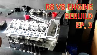 AUDI R8 V8 ENGINE REBUILD PART 3. CYLINDER HEAD, CAMSHAFT, ADJUSTER INSTALL 실린더 헤드, 캠샤프트, 어져스트 장착