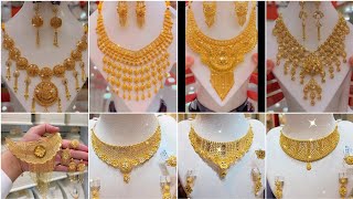 Lightweight Gold Choker Set|Bridal Gold Necklace Set|Fancy Necklace Set