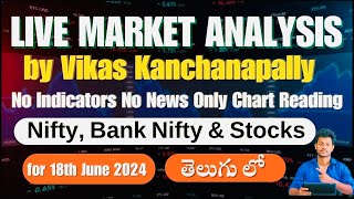 🔴 Live Market Analysis in Telugu | for 18th June 2024 by Vikas Kanchanapally