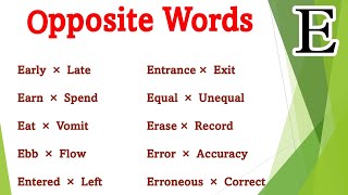 Important Antonyms (E) For Competitive Exams | SSC GD | CGL | CHSL | Opposite Words | RRB | SBI |