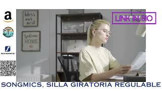 SONGMICS, Silla Giratoria, Regulable para Oficina