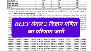 REET लेवल 2 विज्ञान गणित का परिणाम जारी