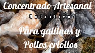 Comida artesanal para pollos y gallinas criollas