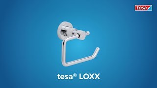 How to apply the round, chromed tesa® Loxx stainless steel toilet roll holder