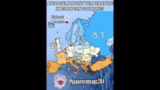 Average monthly temperature in European countries