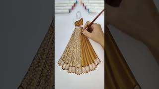 Fashion illustration😍How I color the base : tutorial #shorts