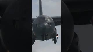 C130H Hercules landing at Wellington international airport - Slow mo action