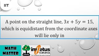 A point on the straight line, 3x+5y=15, which is equidistant from coordinate axes will lie only in