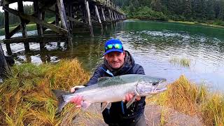 Bridge Fishing For Coho In Tide Water Yakutat Bay Alaska