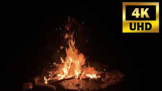 4K Campfire - All Night Long - Natural White Noise