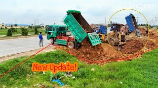 Ep.4 New Update! Wonderful Project Land Fill By Dump Truck and Dozer Pushing Soil Near Road