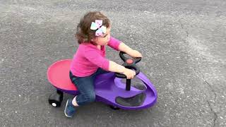 Fun on her “purple bike”