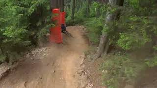 The YT Racing Dudes ripping the downhill track at Bike Park Klinvec.