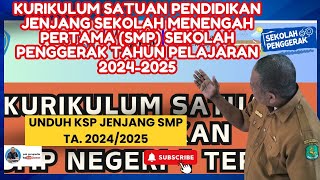 KURIKULUM SATUAN PENDIDIKAN JENJANG SEKOLAH MENENGAH PERTAMA SMP SEKOLAH PENGGERAK TA. 2024-2025