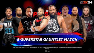 Roman Reigns jey Uso Zilla fatu Jacob fatu and Bloodline 8 Man Gauntlet Match..