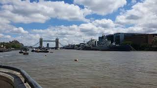 London Tower Bridge. GVs  River.  Street level 1 min