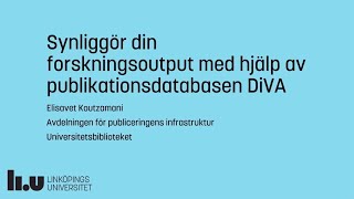 Synliggör din forskningsoutput med hjälp av publikationsdatabasen DiVA