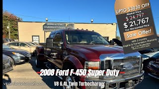 SOLD ✨ 2008 Ford F-450 Lariat 🛻4WD, 6.4L V8, 8/10 Condition, 3-Months Warranty, Only  $21,797