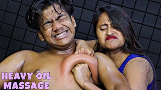 Heavy Oil Body Massage by Pakhi | Head Massage & Scratching | Chest Massage | Neck Cracking | ASMR