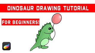 Cute Dinosaur Procreate Drawing Tutorial for Beginners