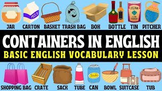 Containers in English | Learn Types of Containers in English | English Vocabulary Lesson with Images