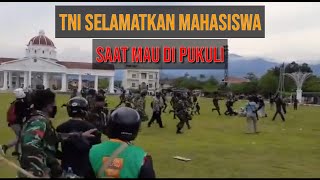 TNI menyelamatkan mahasiswa yang hendak d pukuli oknum polisi