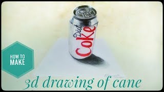 3d drawing of cane |how to draw 3d coke cane