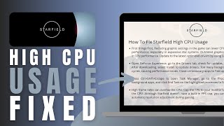 How To Fix Starfield High CPU Usage - Solved!