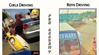 Girls Driving vs Boys Driving 😂 || girls vs boys driving funny video 🤣 #memes