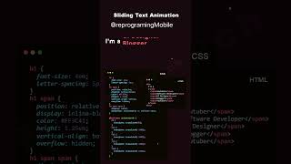 Sliding Text Animation making using html css only || #html #css #sliding #text #propaty #shorts #js