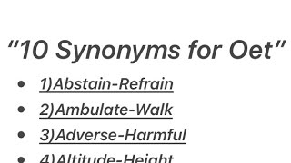 “10 Synonyms for Oet”