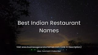 Best Indian Restaurant Names | Business Name | Company Name | Store Name