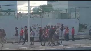 VÍDEO: Manifestante é flagrado pichando muro durante ato contra Bolsonaro em Natal