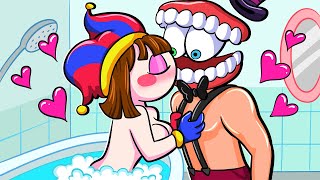 POMNI KISSED CAINE IN THE BATHROOM! ARE THEY A COUPLE? AMAZING DIGITAL CIRCUS in Minecraft