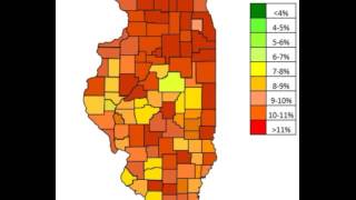 Illinois Unemployment by County Time Lapse 2007 to 2016