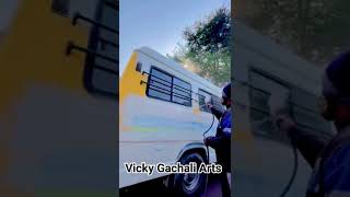 school bus paint #force traveller good 👍 job nangal dam #punjab #automobile