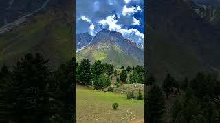 most beautiful view of mountains gree trees and clouds