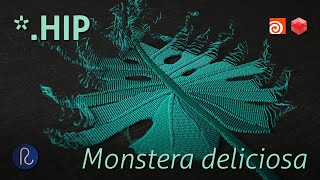 Monstera Embroidery - Houdini HIP indie file (.hiplc). Learn how to. Redshift Ready.