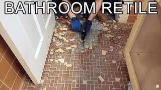 How to Retile a Bathroom Floor | Mid-Century Bathroom Remodel, Part 4/6