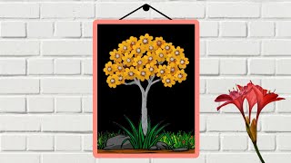 Beautiful paper tree wall hanging craft | Paper flowers wall decoration | Paper craft for home decor