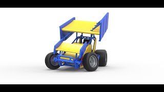 3D printable Winged Sprint car while turning Scale 1:25 3D model view