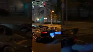 Lamborghini advantador svj revs and flames