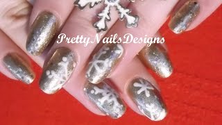 Festive Sparkling Snowflakes Nail Art