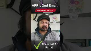 April second email | Check SAPA Portal | Book Appointment | infoStation