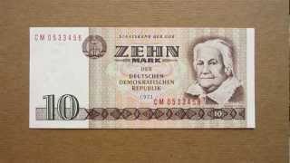 10 East German Mark Banknote (Ten East German Mark / 1971), Obverse and Reverse