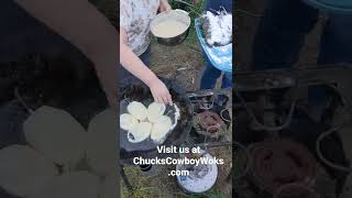 Cooking up Chile Rellenos in our Cowboy Wok Discada. Visit our website at ChucksCowboyWoks.com