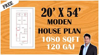 20 x 54 House Plan || 1080 Sqft House Plan || 120 Gaj House Plan || Moden house plan