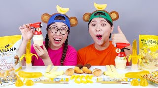 Món tráng miệng chuối vàng thực phẩm Mukbang DONA