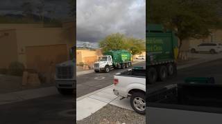 Waste Management Recycling Truck Collecting A 65 Gallon!